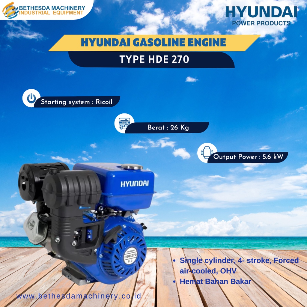 Mesin penggerak 9 hp mesin engine HDE 270 HYUNDAI gasoline engine 9hp