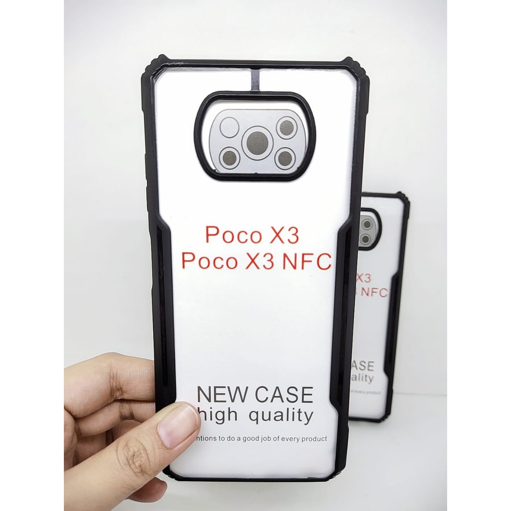 Anti Shocking Xiaomi Poco X3 6.67 Inch Hardcase Fusion List Hitam Acrylic Case