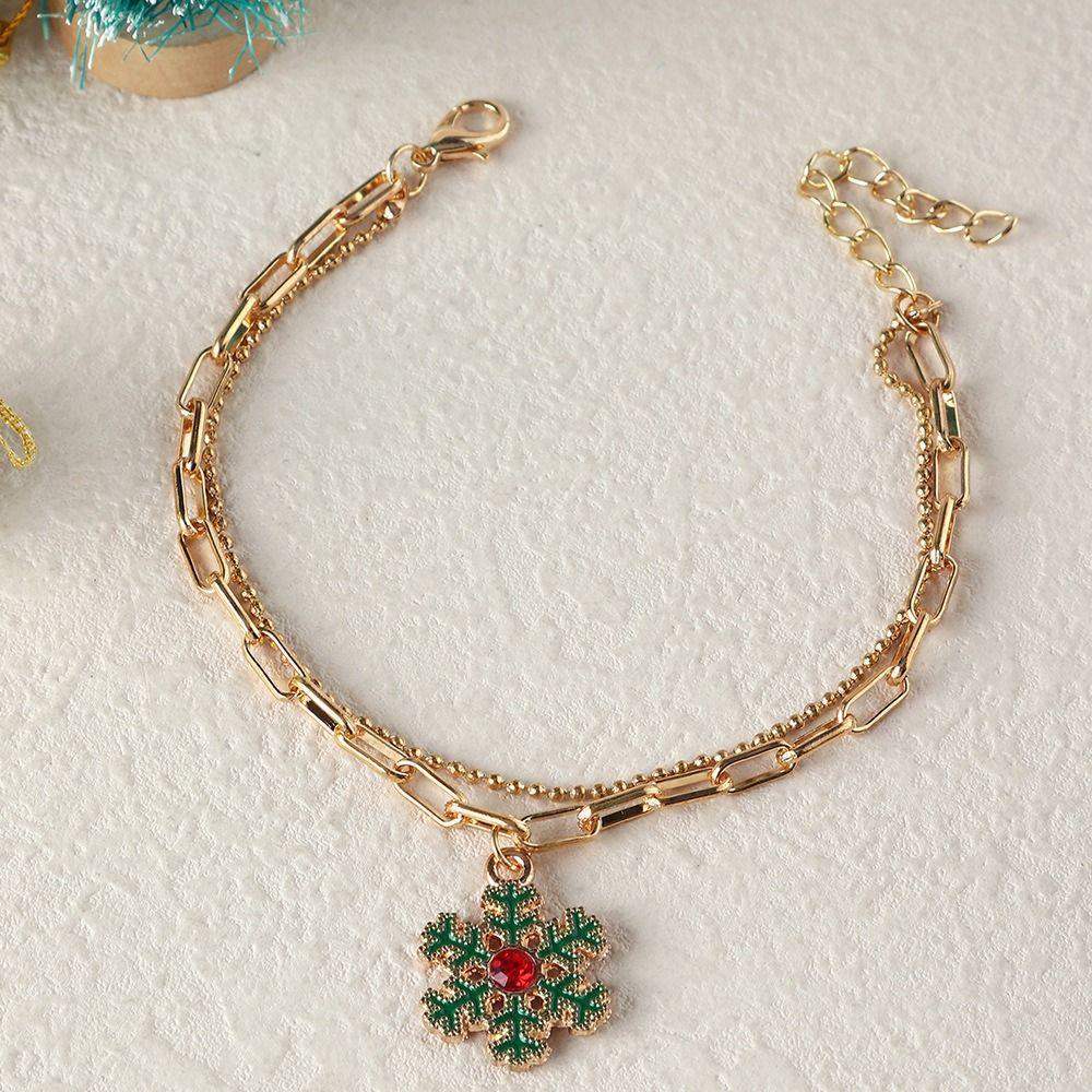 NEEDWAY Needway Wanita Gelang Trendi Niche Desain Elk Snowflake Snowman Gaya Korea Ornamen Festival