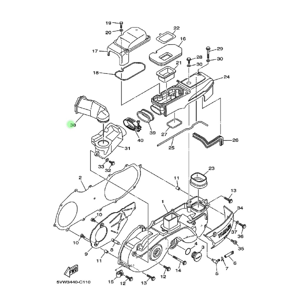 KARET DUCT AIR SELANG SALURAN HAWA UDARA DARI CVT MIO LAMA SPORTY SMILE ORIGINAL YGP 5TL-E5473-00