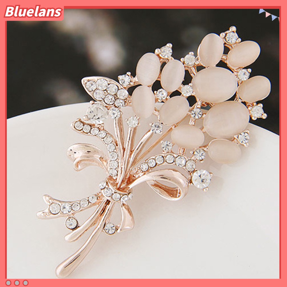 Bluelans Women Vintage Rhinestone Opal Wheat Flower Brooch Pin Dress Scarf Accessory