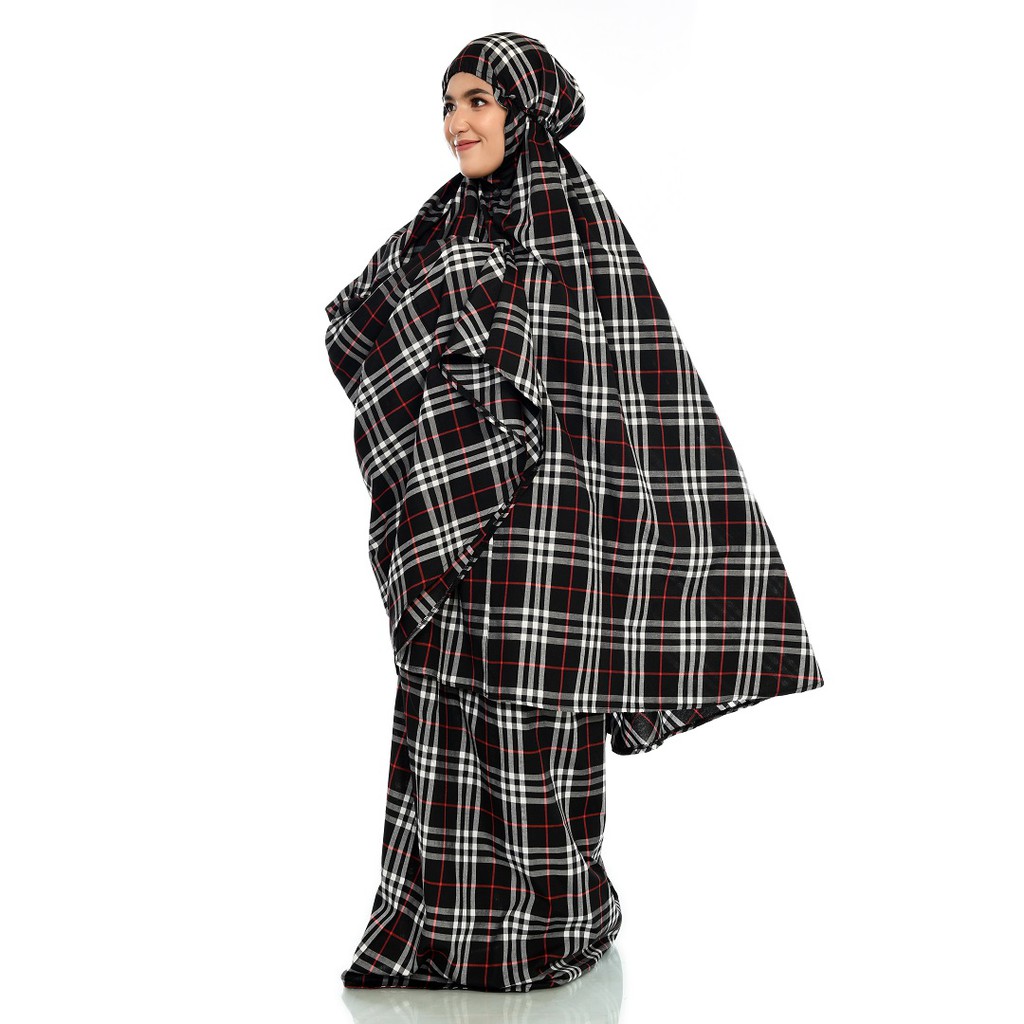 Mukena Hitam Traveling Motif Burberry Youkaa