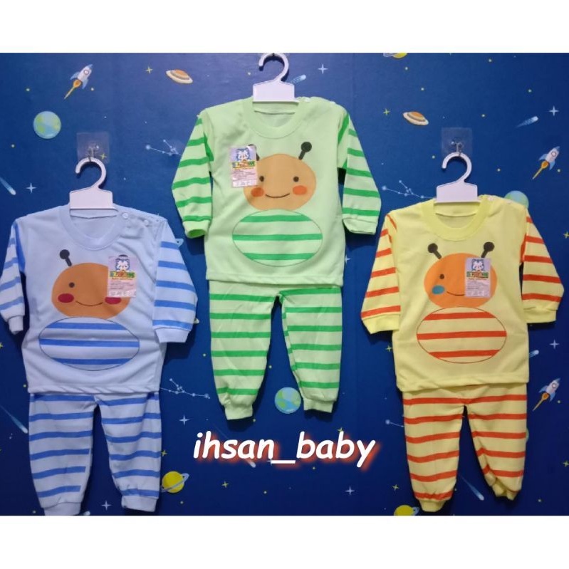 SETELAN BAJU OBLONG PANJANG BABY GAMBAR LEBAH LUCU