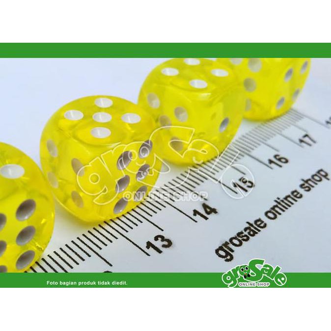 Dadu 14x14mm Transparant Yellow/Dadu Bening Kuning Transparan