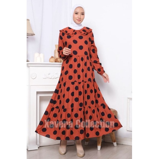 XC - Midi Dress Polka 07 / Dress Wanita Terbaru / Dress Wanita Polkadot