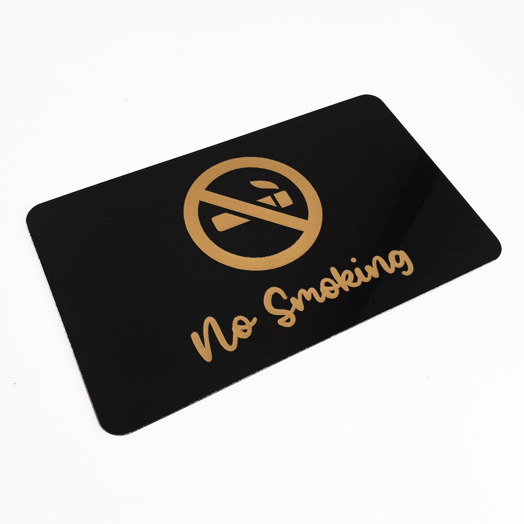 SIGN AKRILIK Pintu - NO SMOKING GOLD - 20x12cm - Signage Cafe/Resto