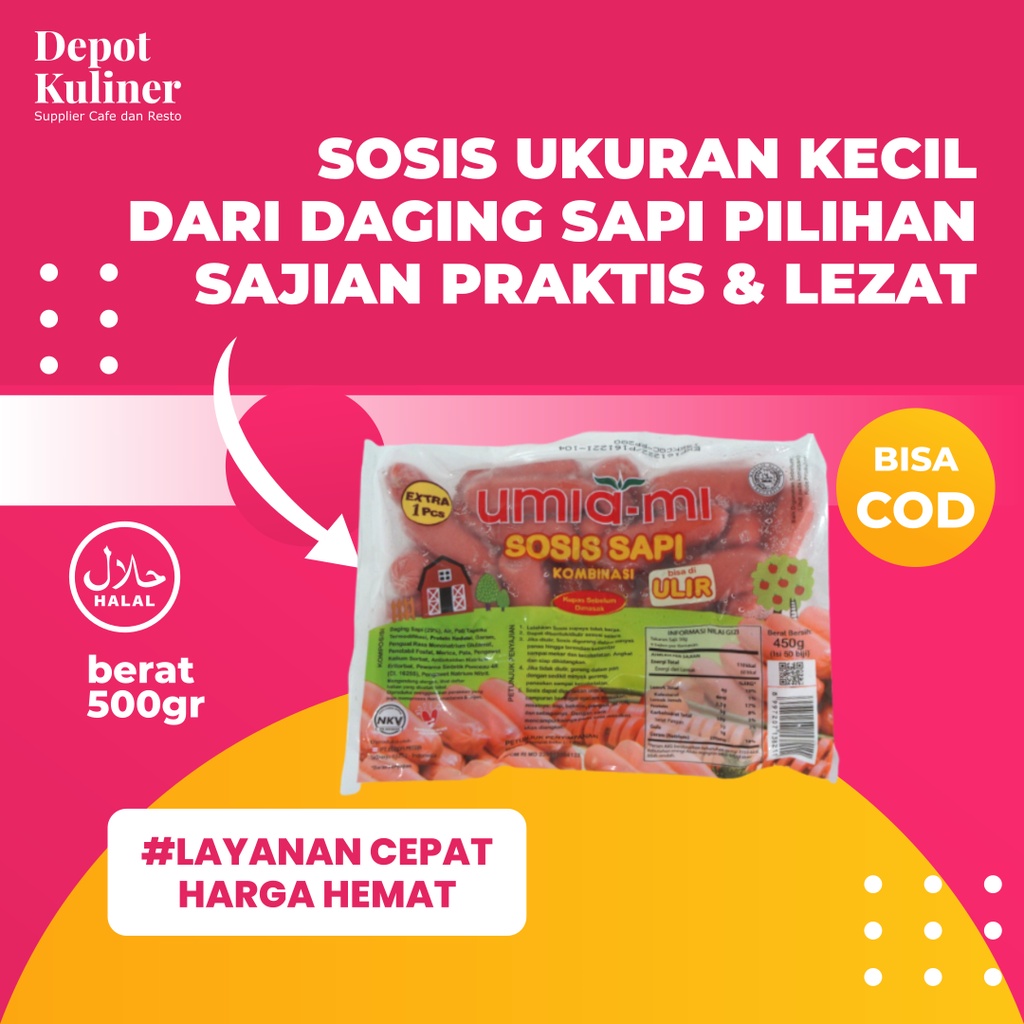 Umiami Sosis Cocktail 500 Gr Sosis Sapi Ulir