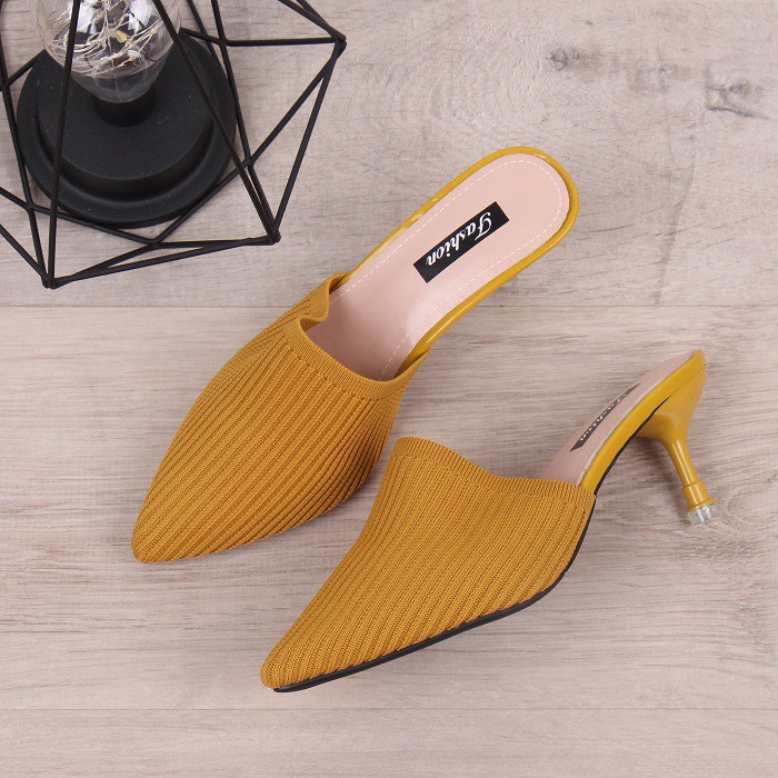 Sepatu Heels Rajut Runcing 00067 Sepatu Tumit Tinggi Rajutan