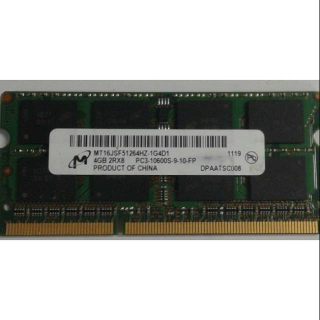 Memory sodim ddr3 pc10600s kapasitas 4 GB untuk laptop