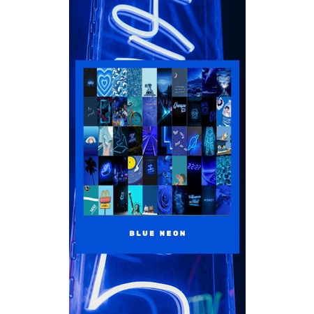 (PROMO PAKET) Poster Collage BLUE NEON Aesthetic/Poster Dinding Kamar