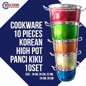 Cookware Korean High Pot Panci Kiku Warna Warni Stainless Tutup Kaca