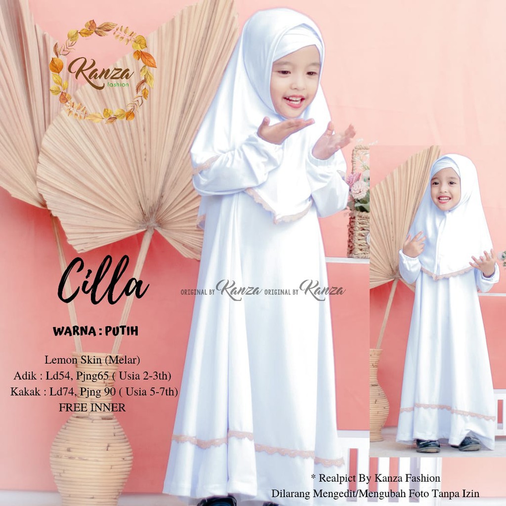 Milea Cilla Kids - Dress Pakaian Baju Gamis Pesta Anak Umur Usia 2 3 4 5 6 7 Tahun Set Jilbab Hijab