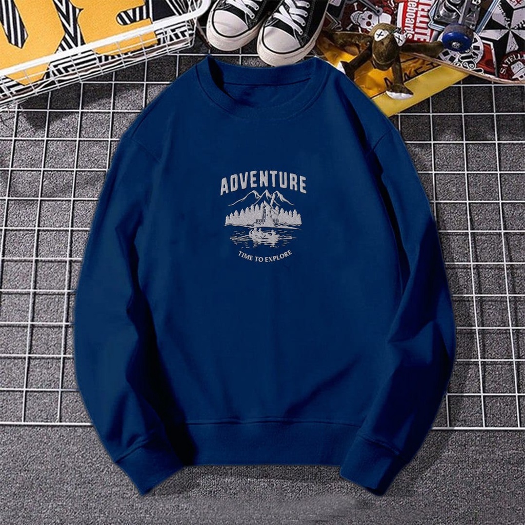 ADVENTURE BORDIR SIZE M - XXL SWEATER CREWNECK UNISEX - ATASAN KEKINIAN PREMIUM