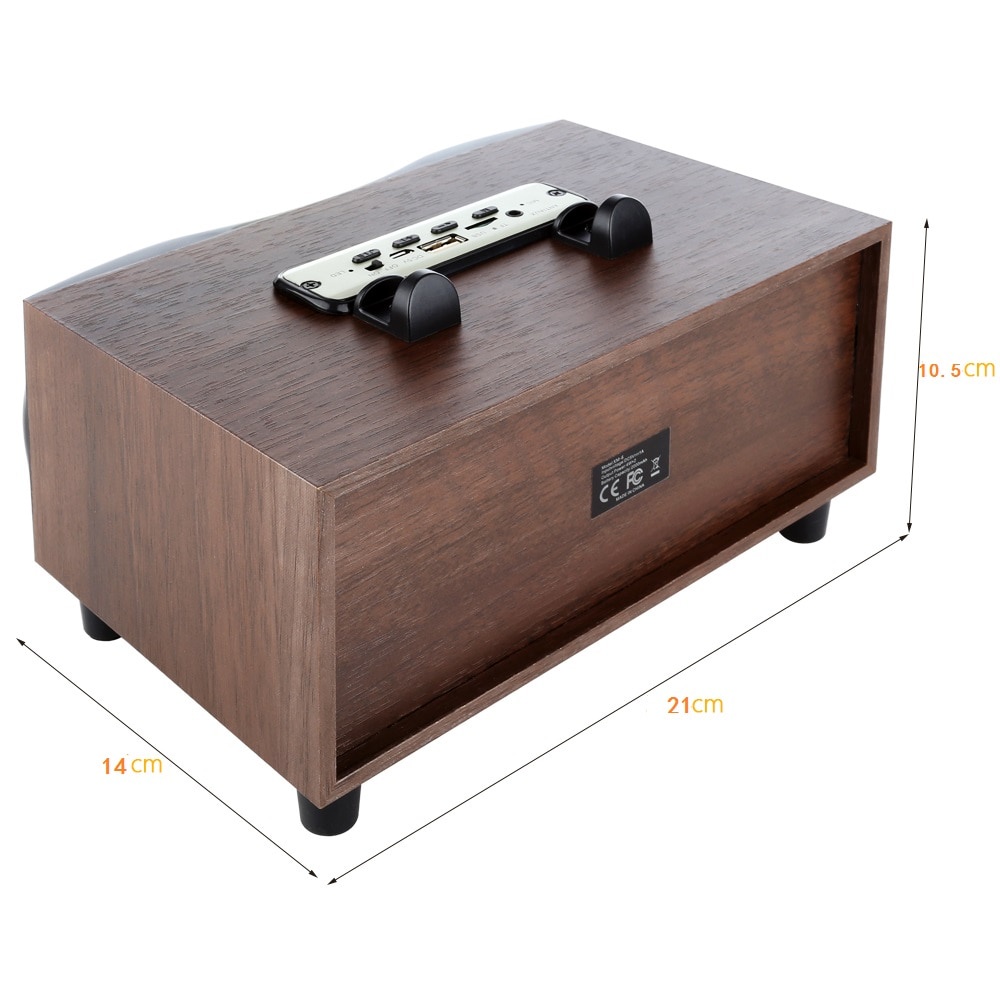 TOPROAD Portable Bluetooth Speaker Subwoofer FM Radio Wood Design 2000mAh - XM6