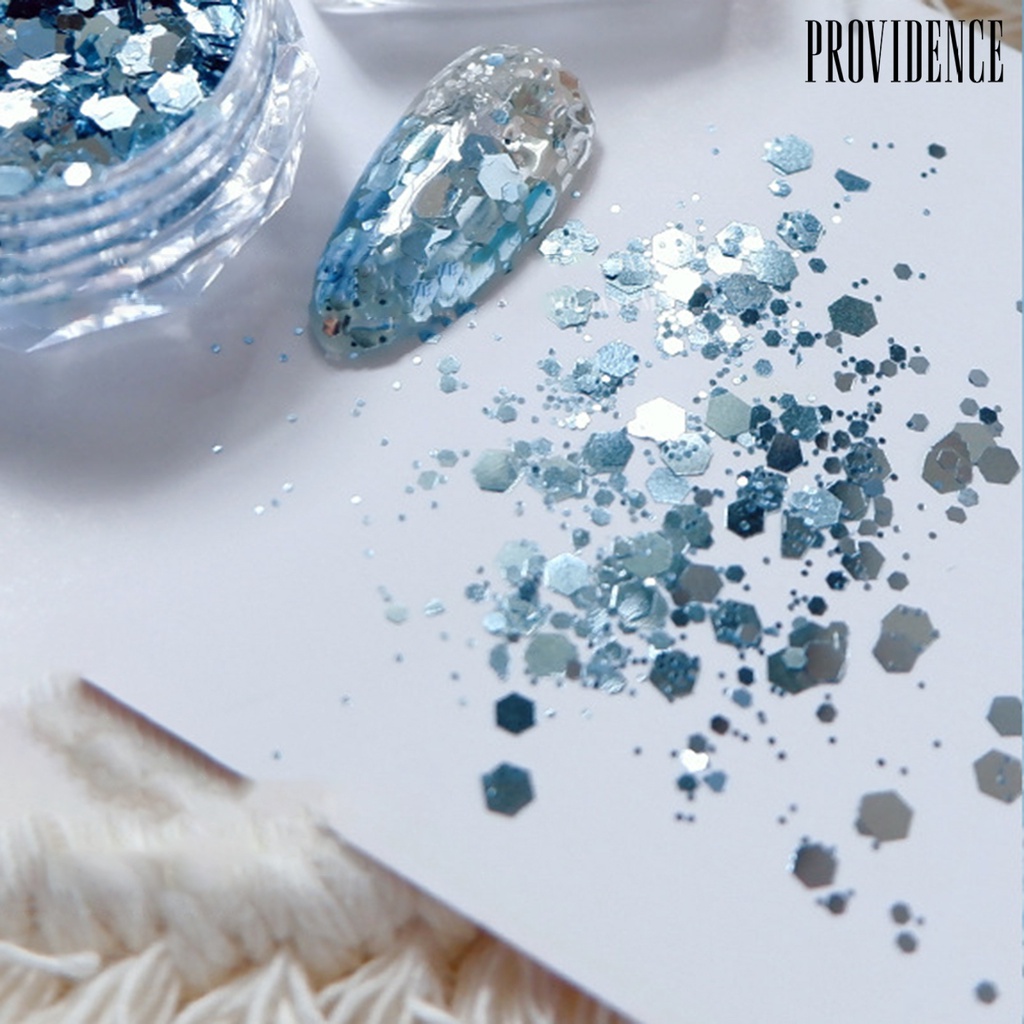 Providence 2Pcs/Set Nail Flakes Mermaid Effect Glitter Blue Sparkly Mix Hexagon Colorful Sequins for Beauty