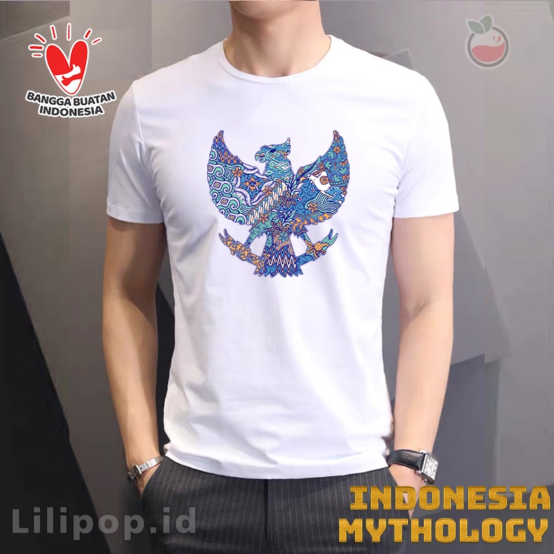 Lilipop Kaos Pria Burung Garuda Baju Distro Basic Tshirt Kasual Putih