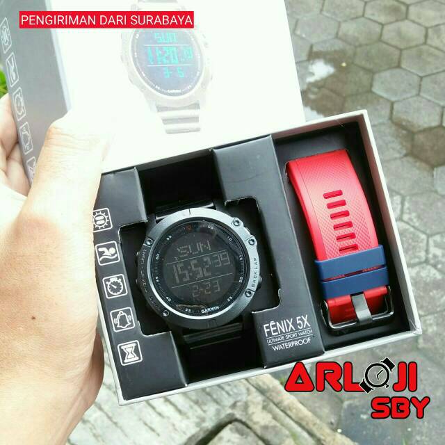 JAM TANGAN PRIA GARMIN FENIX 5 SPORT PAKET TALI CADANGAN RUBBER