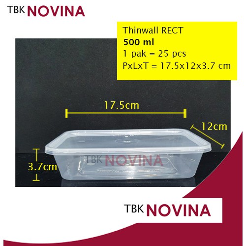 [25 PCS] Thinwall 500ml Kotak Per Pack Rectangle Food Container Kotak Makan Plastik Murah