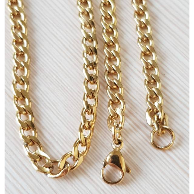 Kalung titanium gold import Antikarat KGG01