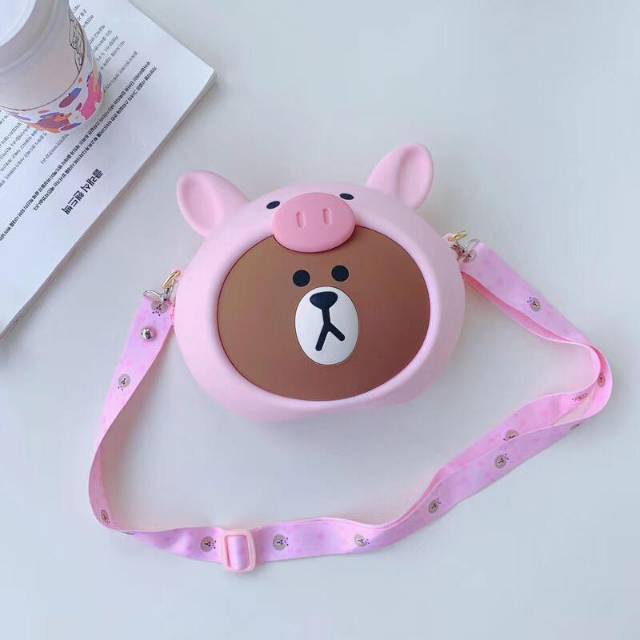 Tas slempang Brown Line 3D