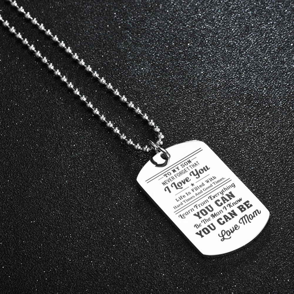 Hu Hu Hu Hu Hu Alat Bantu Pasang Kacamata♡ Kalung Rantai Liontin Dog Tag Motif Tulisan Untuk Pria