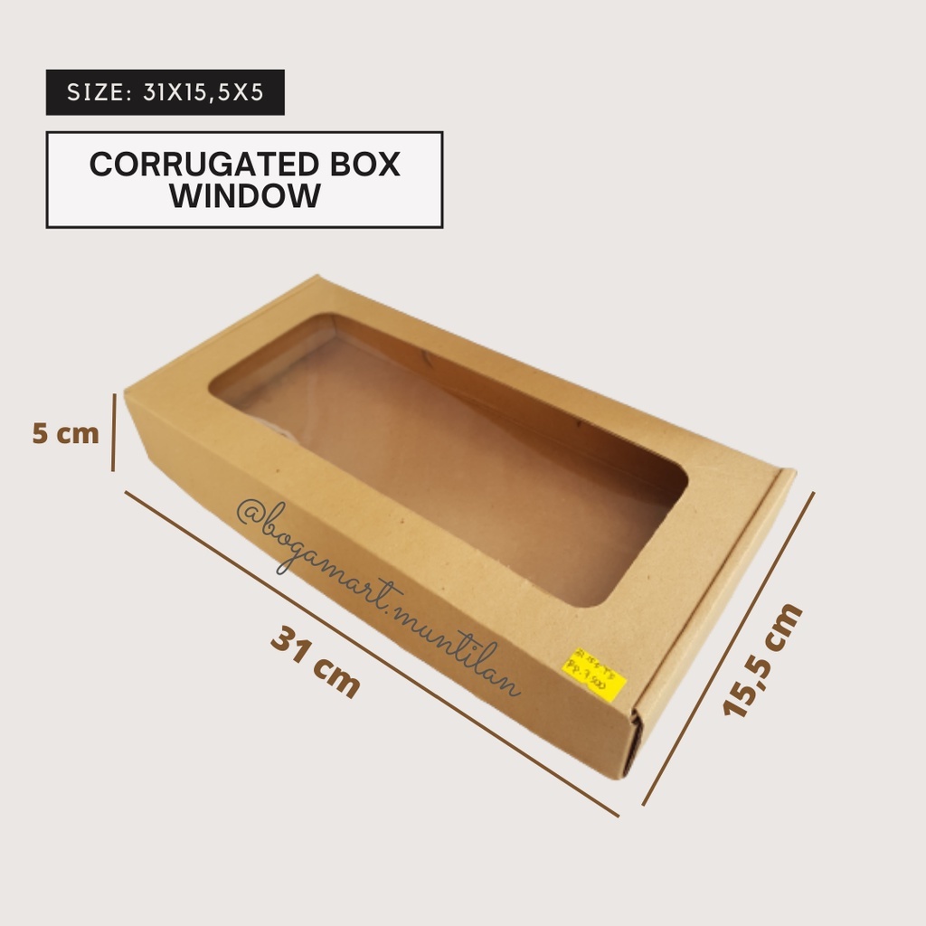 

Window Corrugated Box 31x15,5x5 / WIndow Box / Box Kraft Window / Cake Box / Gift Box / Souvenir Box / Hampers Box / Kardus Corrugated Window / Dus Hampers / Kardus Hampers