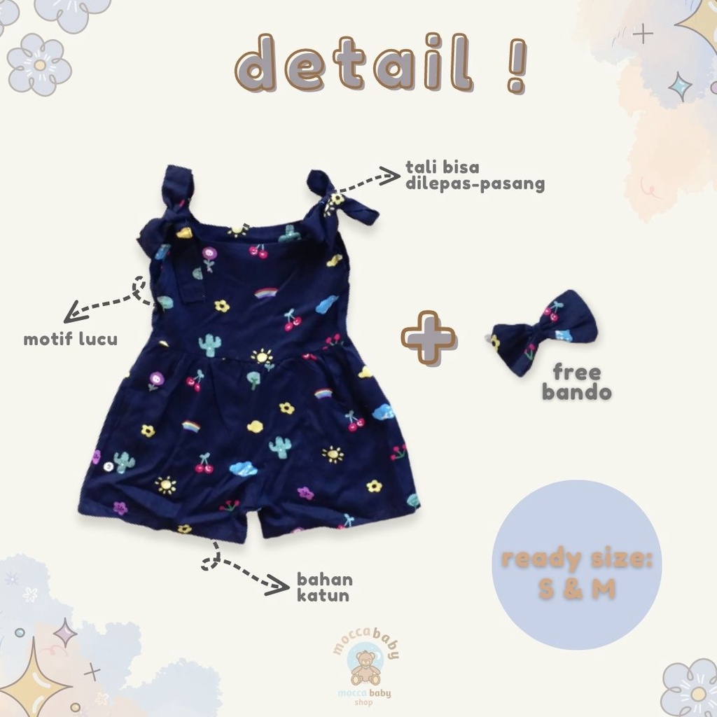 MBSS - BBB JUMPSUIT HANA setelan anak perempuan jumper bayi motif bunga lucu free headband PART 1