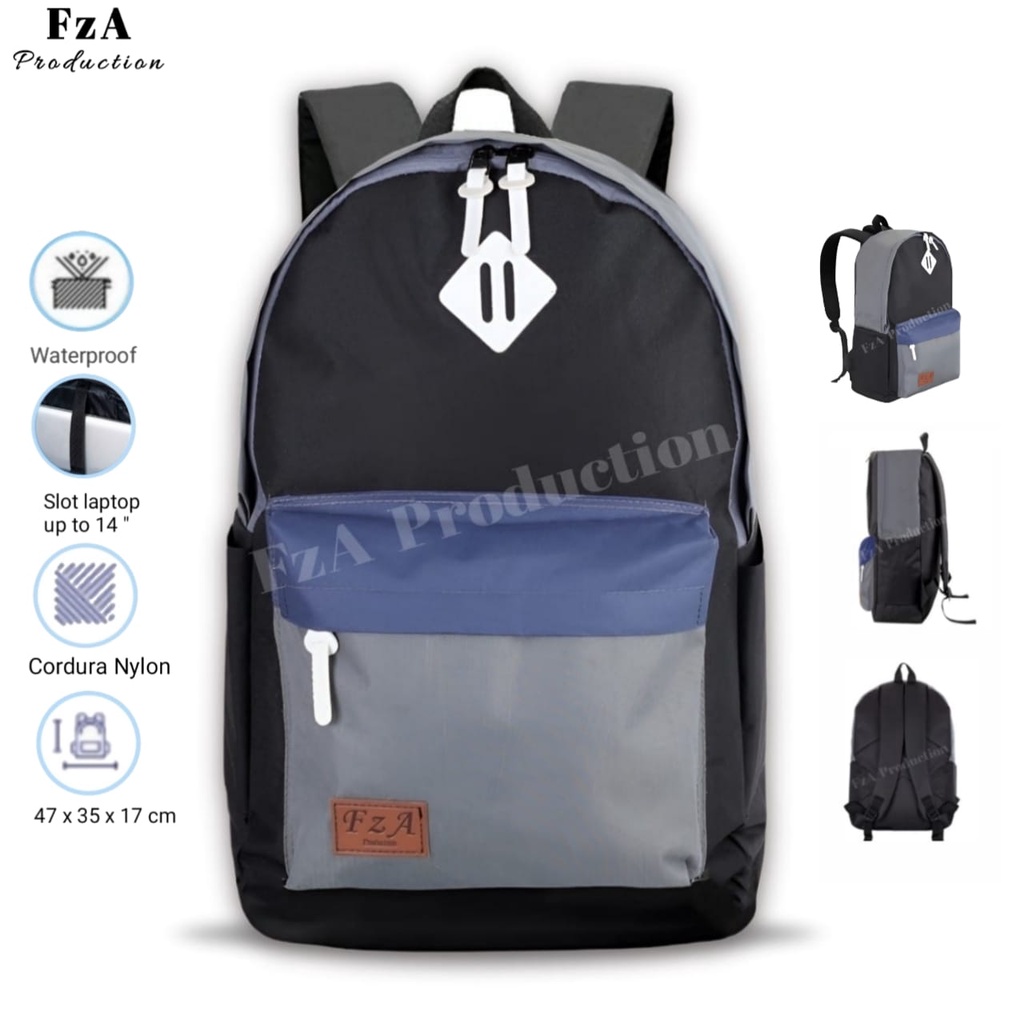 Tas Ransel Gendong Laptop Distro Sekolah Kuliah Pria Wanita Black Murah Original GRATIS Jam Tangan Dan Slempang