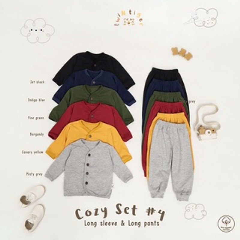 Twin Tiger Setelan Panjang Cozy Long Sleeve Cozy Set Setelan Piyama Panjang Baju Celana Panjang Anak 3-18 Bulan