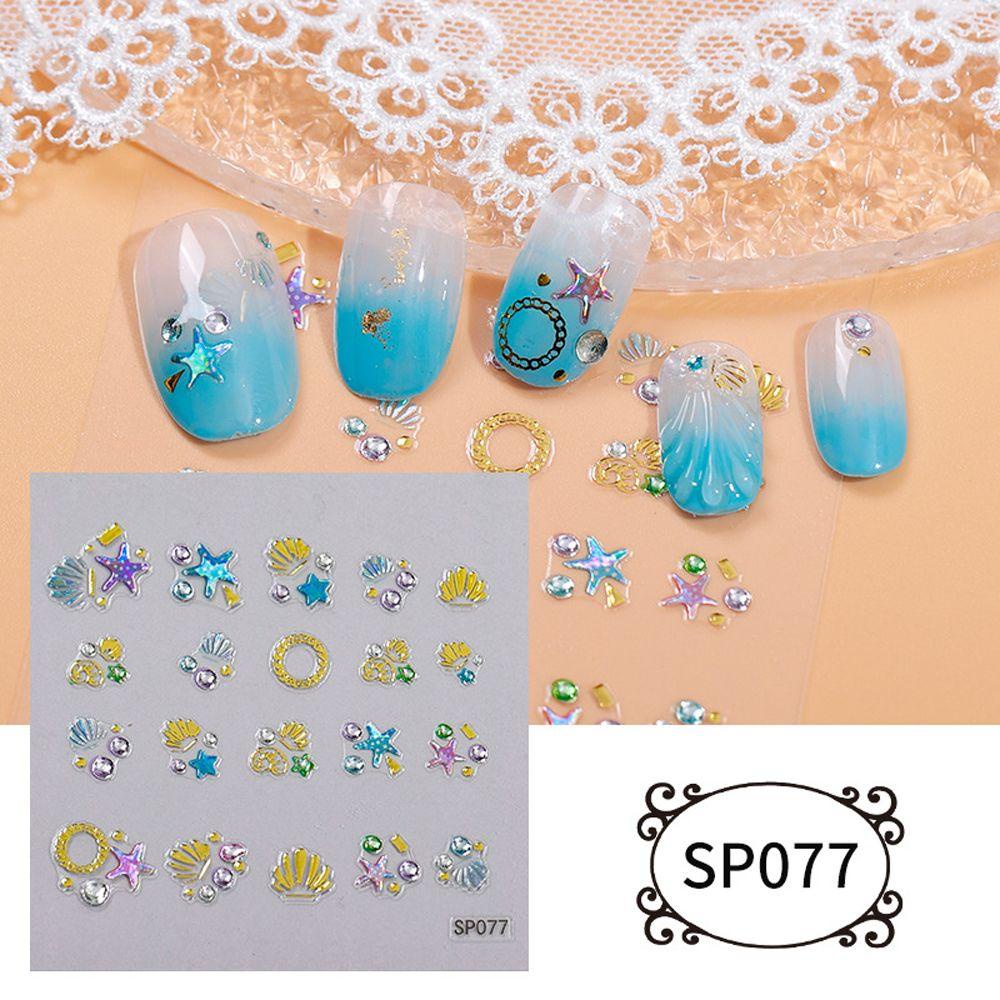 [Elegan] Aurora Stiker Kuku Wanita Fashion Pola Tidak Teratur Flamingo Bunga Nail Art Dekorasi