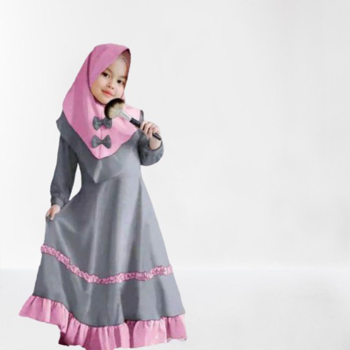 PROMO FIRZA SYARI KIDS BO MOSSCRAPE 4-6 Tahun Gamis Syari Set Hijab Anak Perempuan Gamis Anak Murah