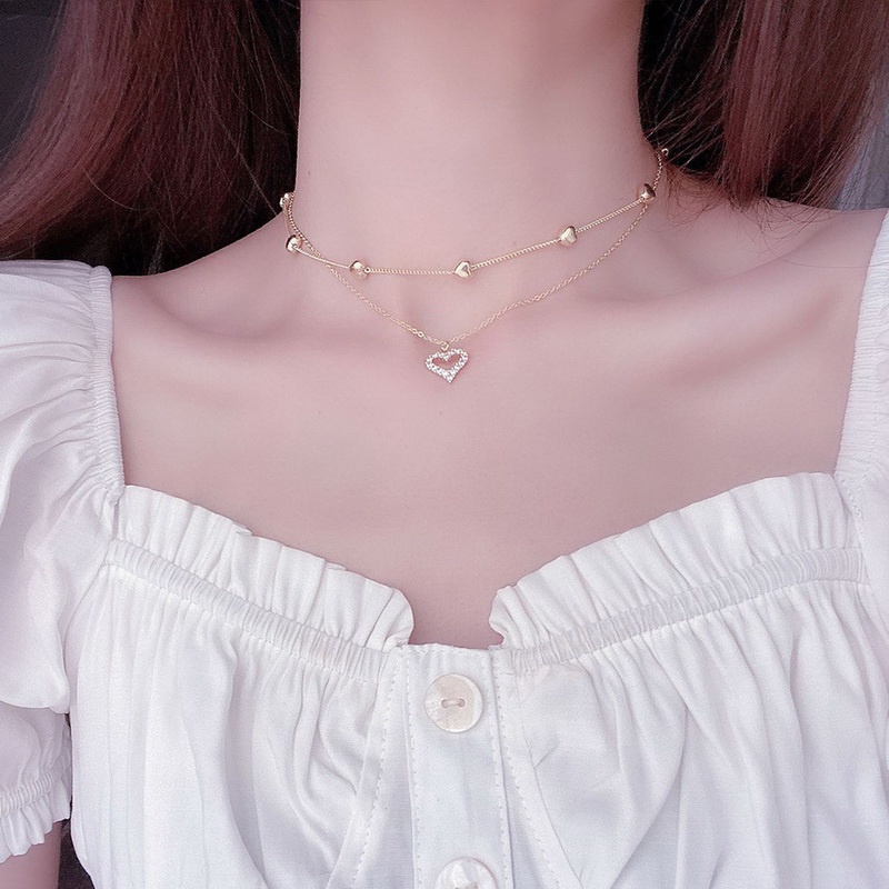 Kalung Multilayer Lapis Emas 14K Gaya Korea Untuk Wanita