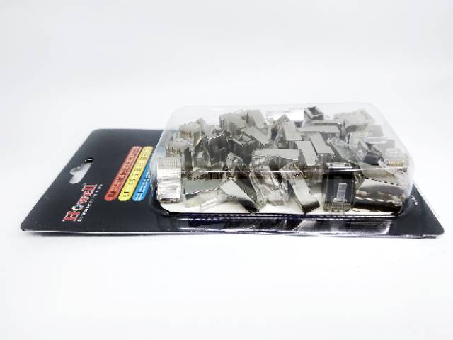 RJ45 Metal RVTech untuk Kabel LAN FTP STP Cat6 Outdoor sudah termasuk plug booth biru