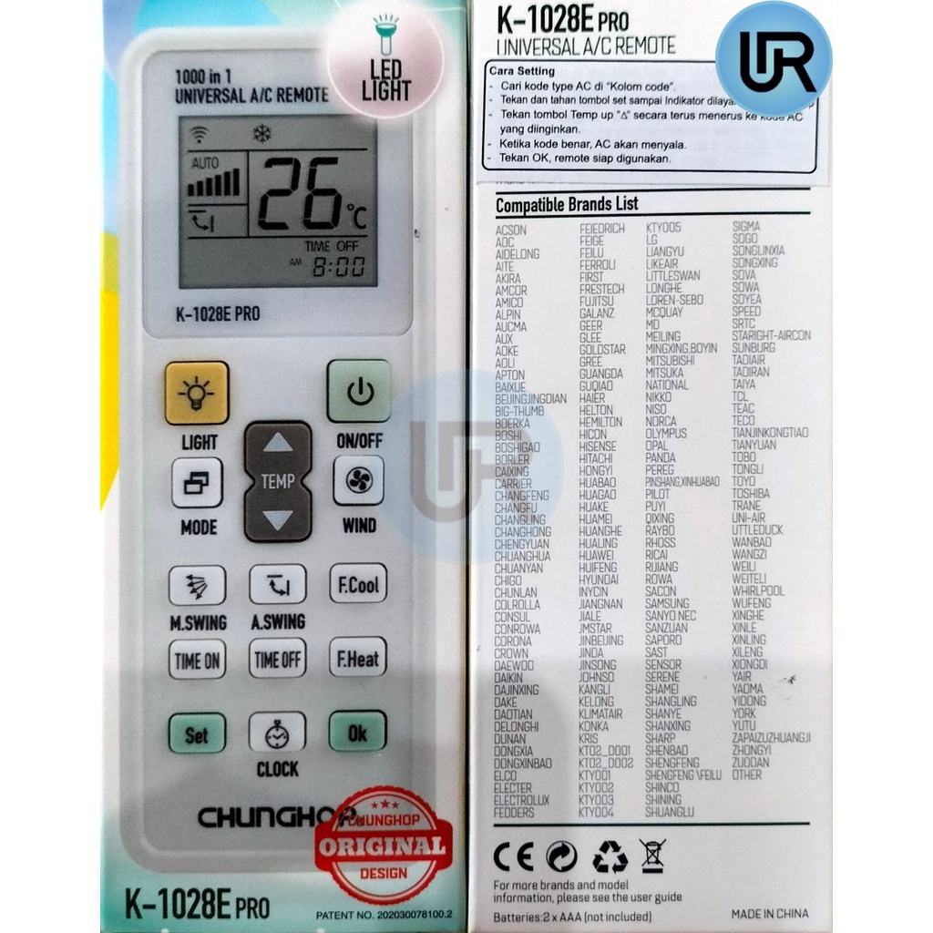 REMOT AC MULTI | REMOT AC SEMUA MERK | REMOT AC MERK CHUNGHOP | Remote AC MULTI/UNIVERSAL