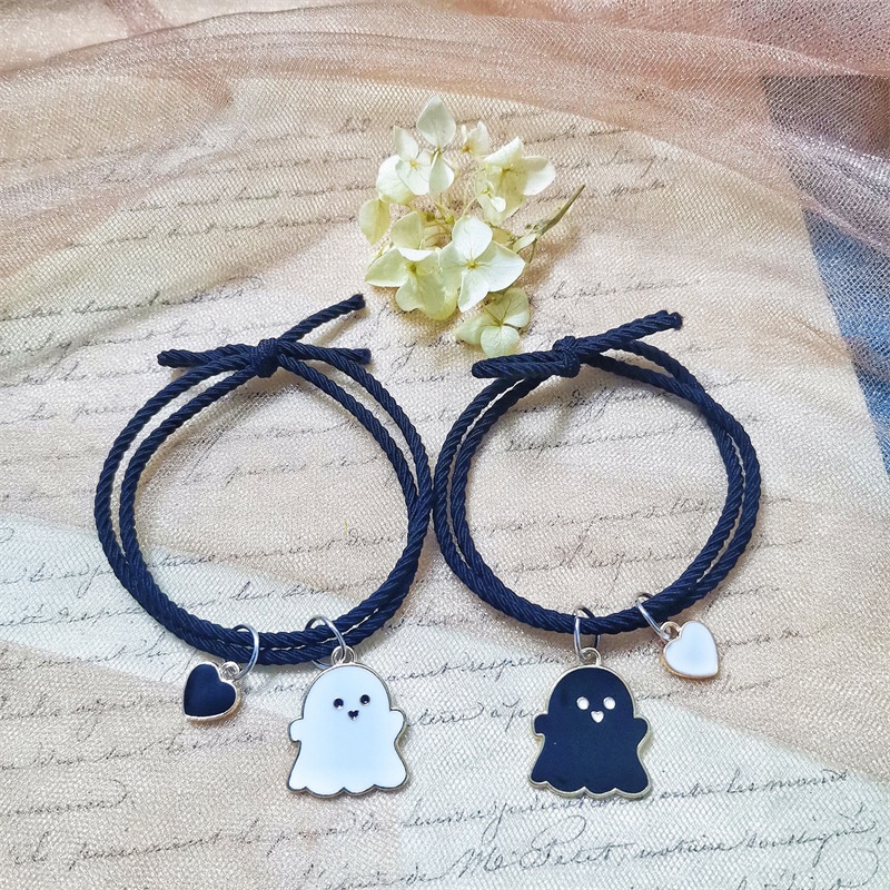 2 Pcs Lucu Hantu Pasangan Gelang Adjustable Pesona Gelang Untuk Kekasih Persahabatan Untuk Pria Wanita - ol