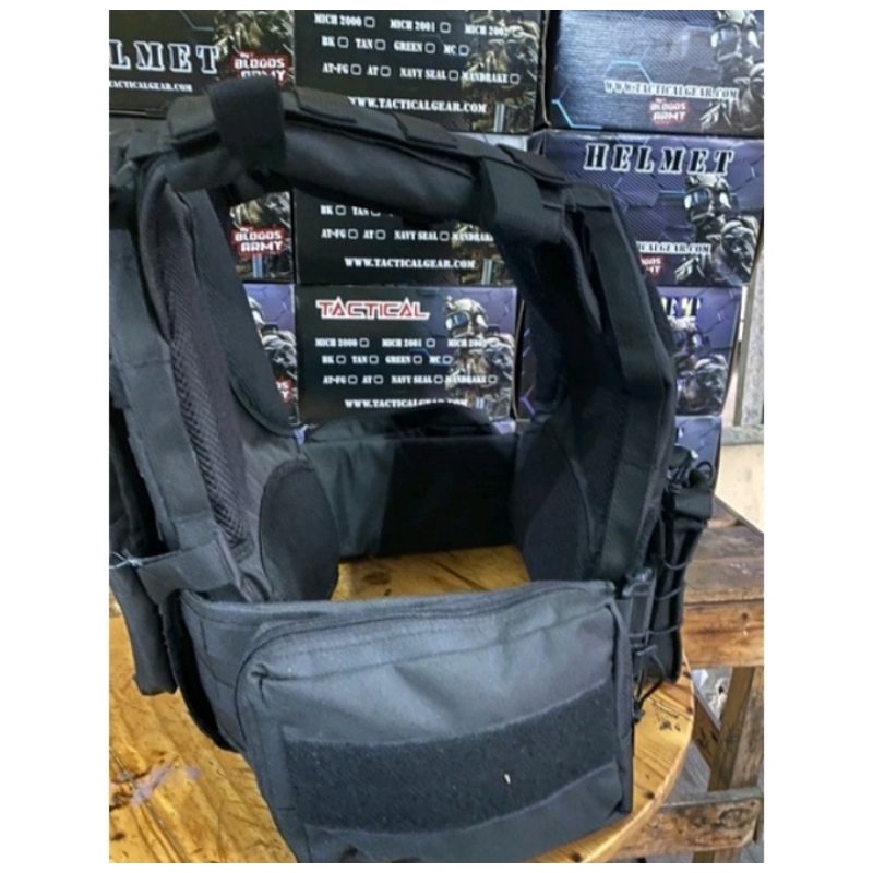 Rompi Tempur Hitam TNI Polri Body Vest Blackmamba Quick Release