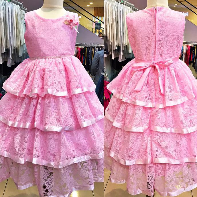 Grosir Dress Pesta Anak Gaun Anak Pink - Baju Anak Cewe Impor - Elsa Frozen Branded Dan Mewah