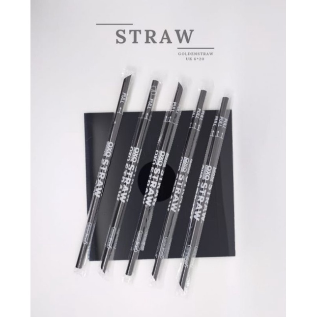 Sedotan Steril Golden Straw 6mm Oxo Sedotan Plastik 6mm 20cm Steril Hitam 250 btng Bungkus Higenies Kopi Lurus Lancip