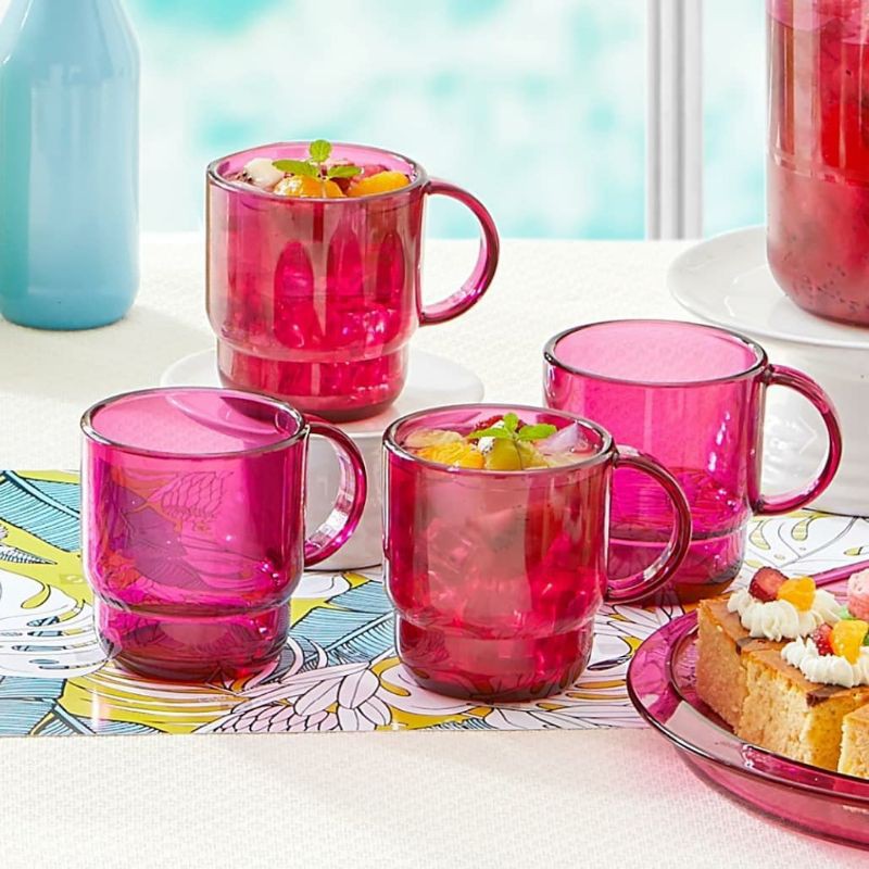 fuchsia clear mug set (4)