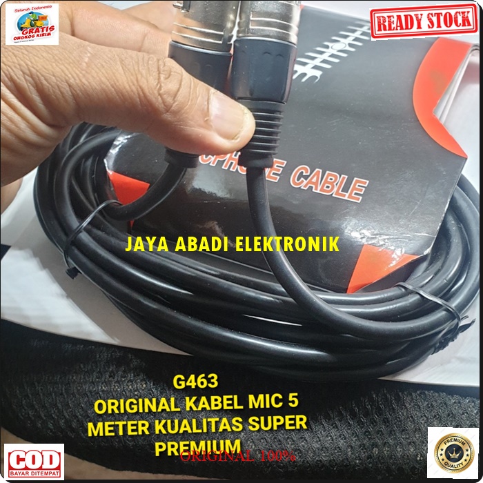 G463 ORIGINAL KABEL MIC 5 METER XLR CABEL MIK 5 M CABLE MIXER MIXING KARAOKE VOKAL VOCAL PHANTOM PRO UNIVERSAL microphone cable 5 meter Kabel mic Xlr female audio sound sistem 3 pin mikrophone mik dynamic universal pro profesional vocal vokal G463  BISA S