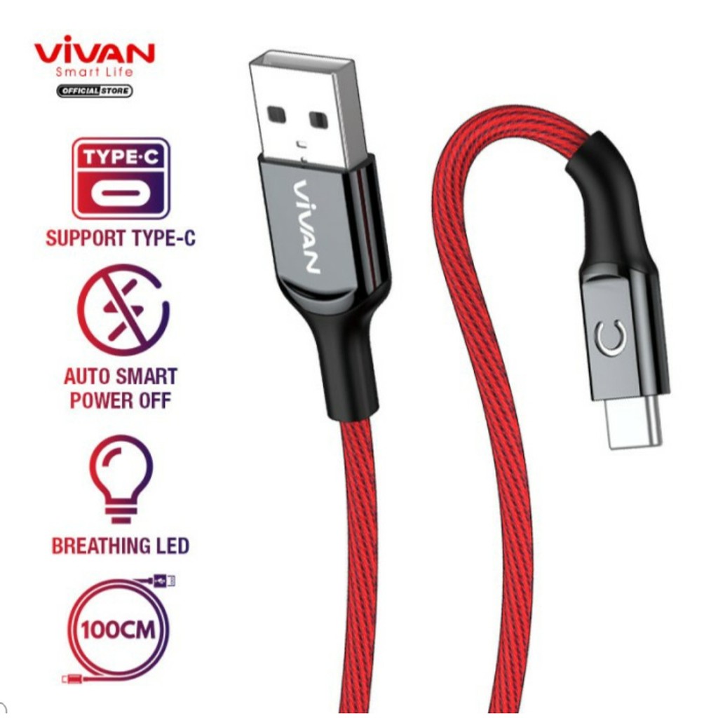 VIVAN Auto Smart power off cable charger Type C kabel Qc 3.0 VZC100