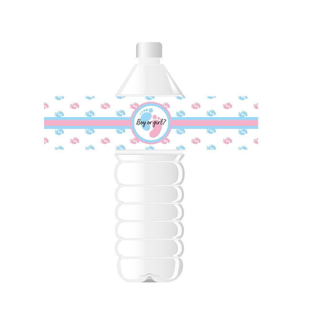 Top 24PCS Stiker Bungkus Botol Air Pesta Ulang Tahun It's A Boy/Girl Motif Jejak Kaki Boy Or Girl