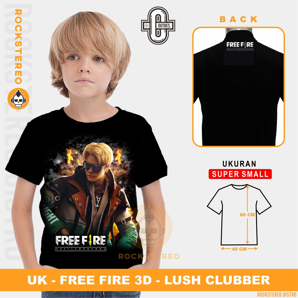 KAOS ANAK GAME - ( OPPA KOREA BTS / FREE FIRE 3D / KAOS FF / FREE FIREE ) - LUSH CLUBBER