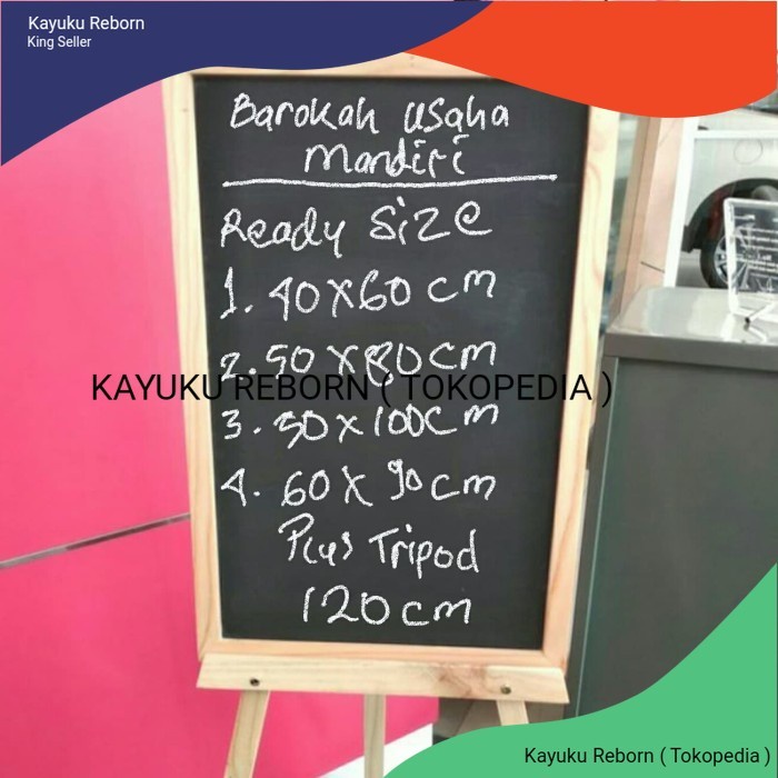 

papan tulis blackboard plus tripod size 40x60cm