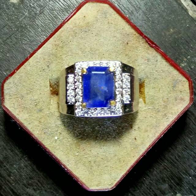 Cincin Blue safir srilangka safir ceylon asli ring perak