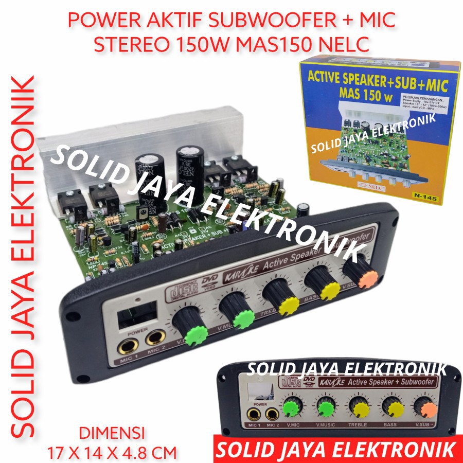 KIT POWER SPEAKER AKTIF 150W STEREO SUBWOOFER SUB MIC AMPLI AMPLIFIER MAS150 150 W WATT NELC