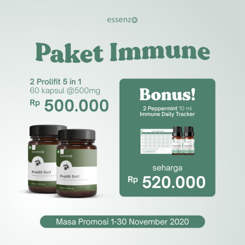 PAKET IMMUNE (BELI 2 ESSENZO PROLIFIT 5in1 GRATIS 2 ESSENTIALS OIL ESEENZO PEPPERMINT 10ml)