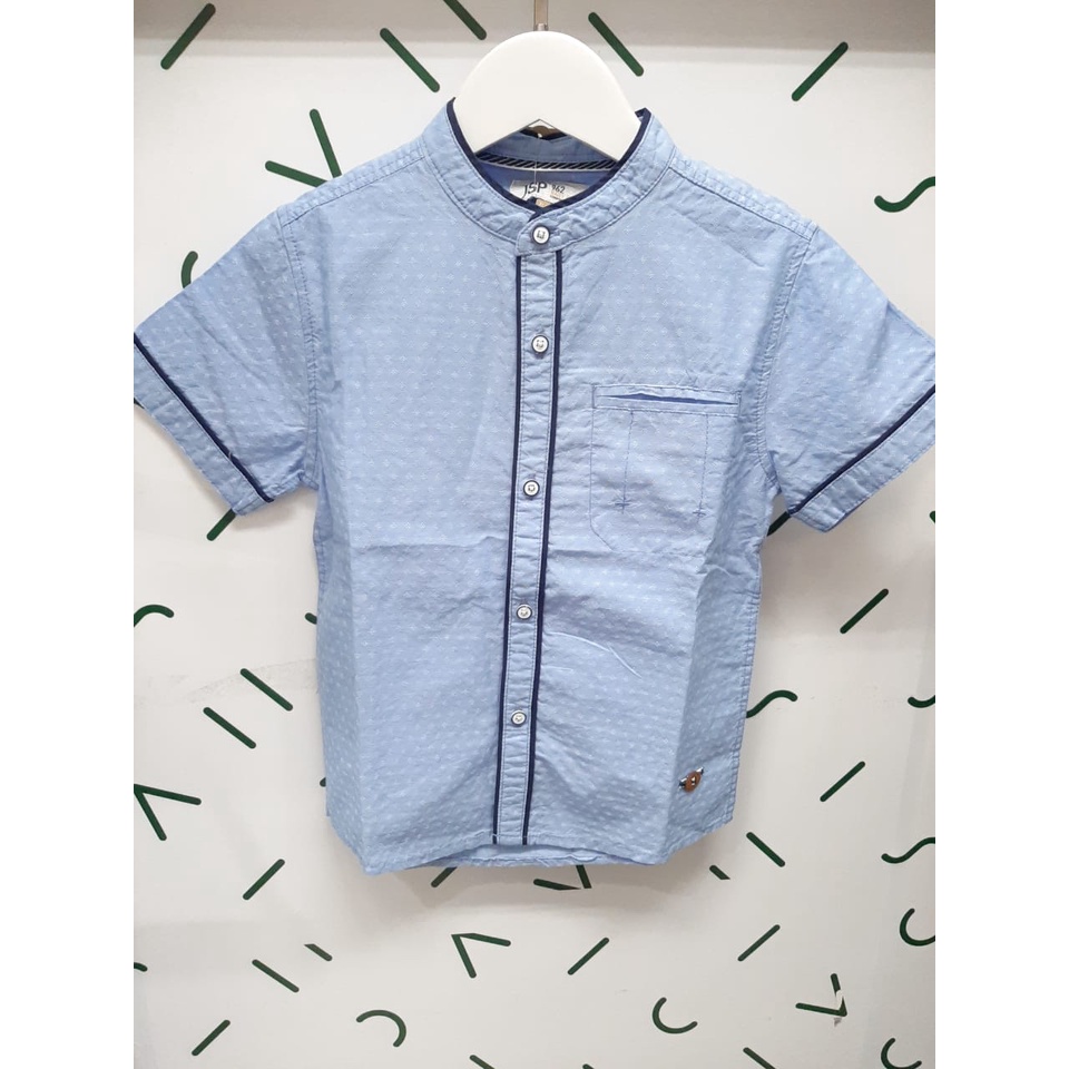 JSP 962 Baju Kemeja Anak Laki Laki Lengan Pendek Kerah Shanghai Bulat Untuk Anak usia 5-14 Tahun ori