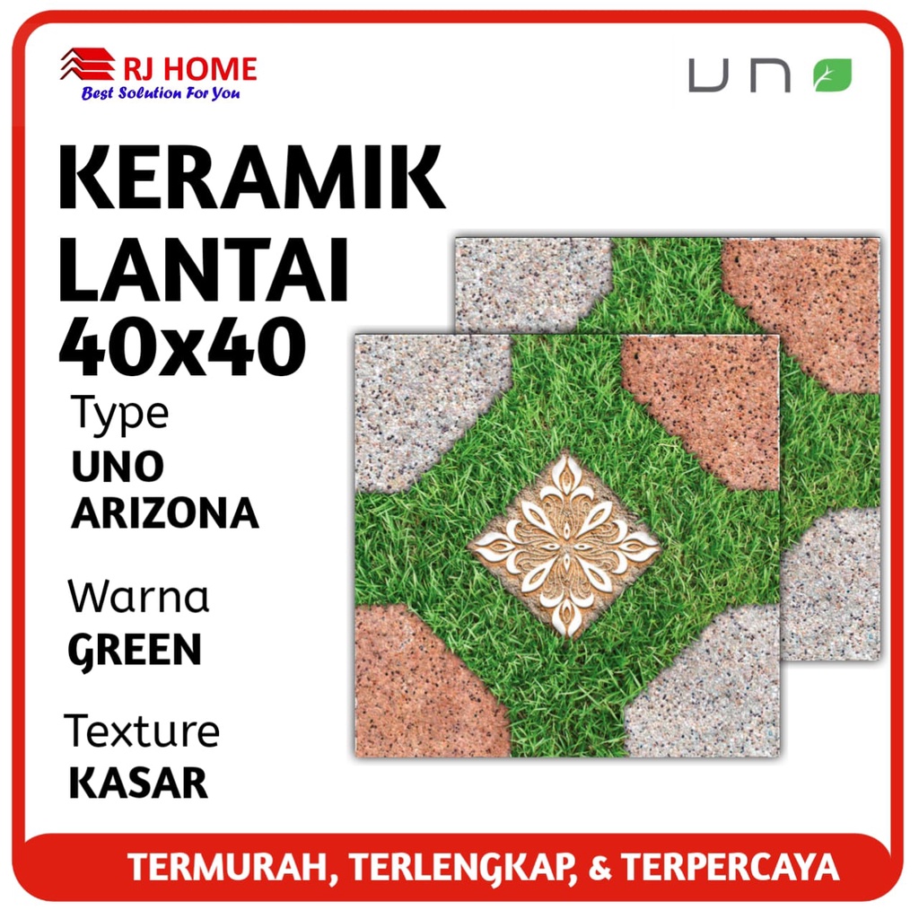 KERAMIK LANTAI TERAS RUMAH KASAR 40X40 ARIZONA GREEN - UNO