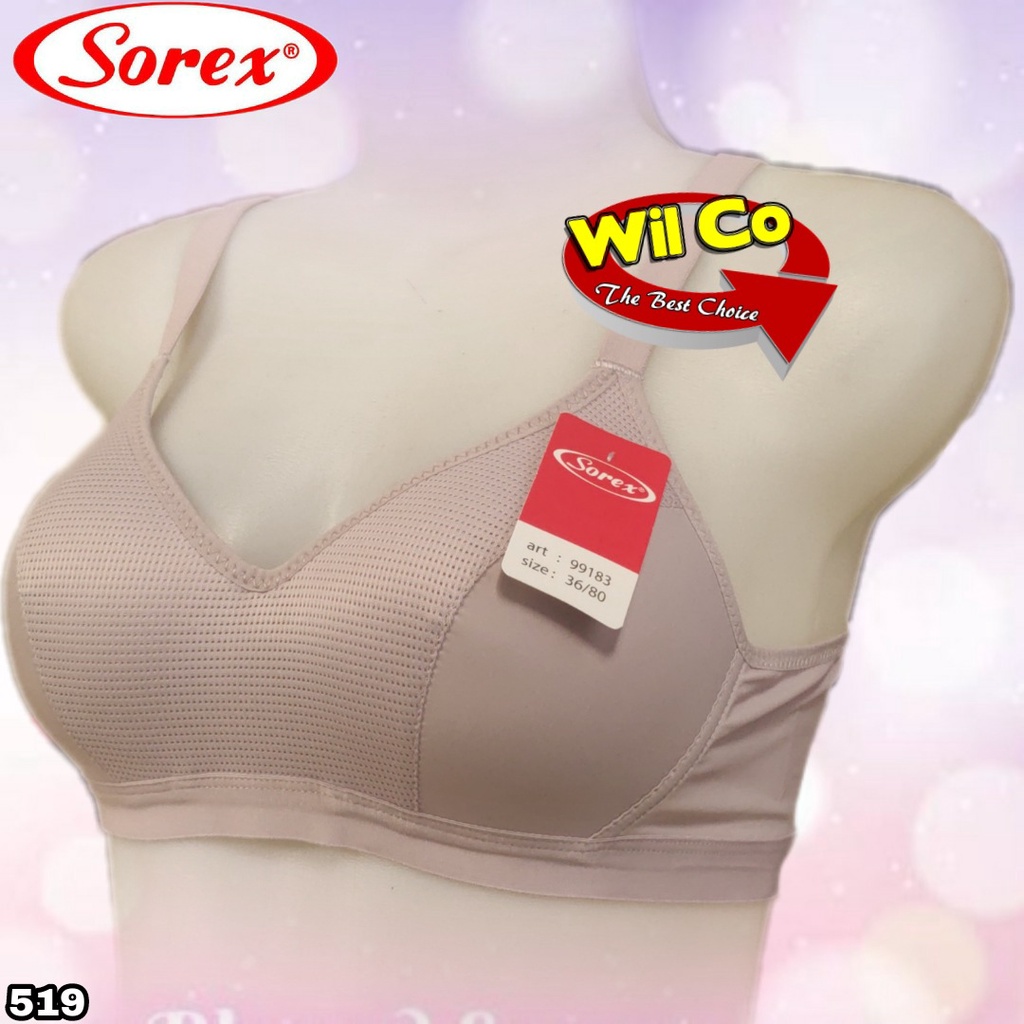 K519 - BRA WANITA SOREX LAVENDER BUSA TIPIS TANPA KAWAT FULL CUP B/C SIZE 36 - 42